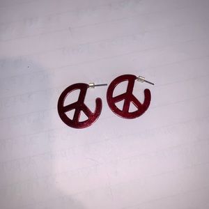 Red Peace Sign Earrings